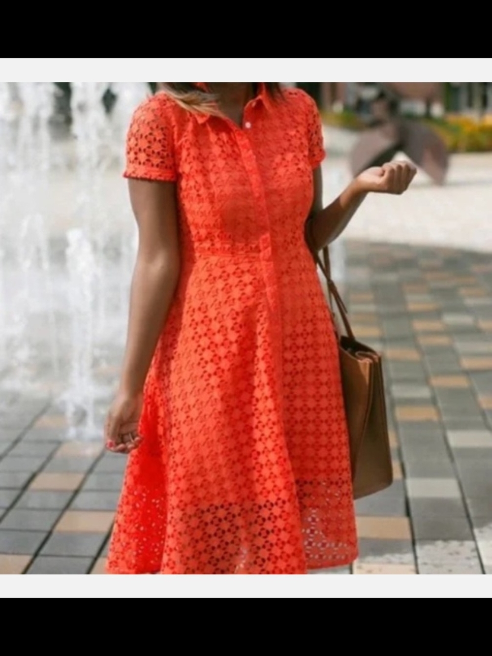 Ann Taylpr Women's Orange Eyelet Shirtwaist Dress, sz 2